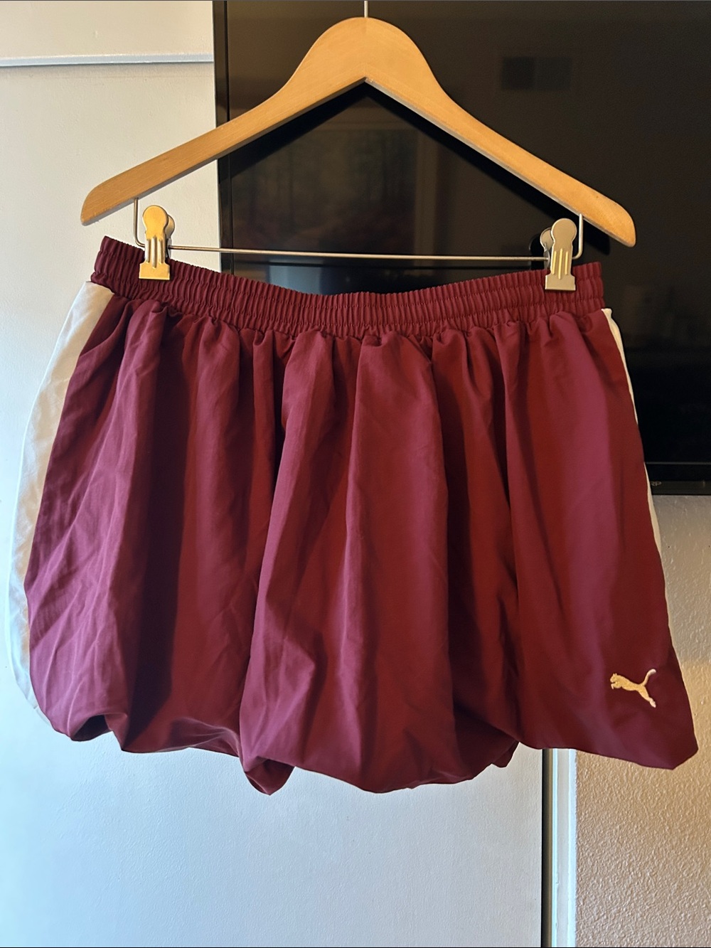 PUMA Burgundy Bubble Skirt with White Side Panels